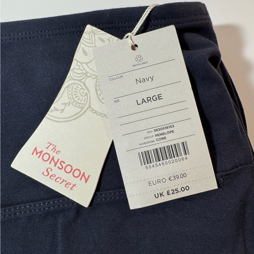 Monsoon Secret support Navy leggings Penelope Pants Large BNWT